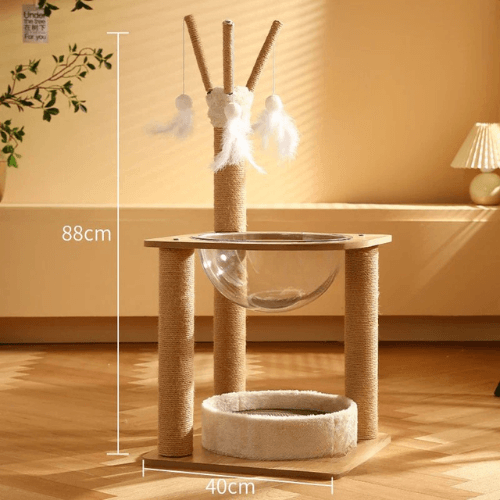 Arbre à chat design en bois massif avec plateformes cosy - Mon Arbre à Chat
