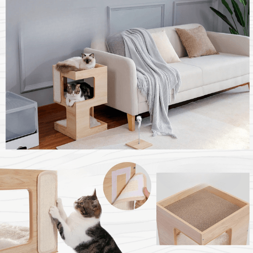 Arbre a chat Bois multi-niveaux avec condo - Mon Arbre à Chat