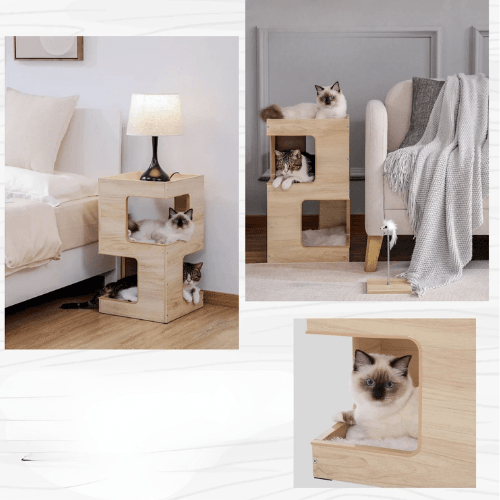 Arbre a chat Bois multi-niveaux avec condo - Mon Arbre à Chat