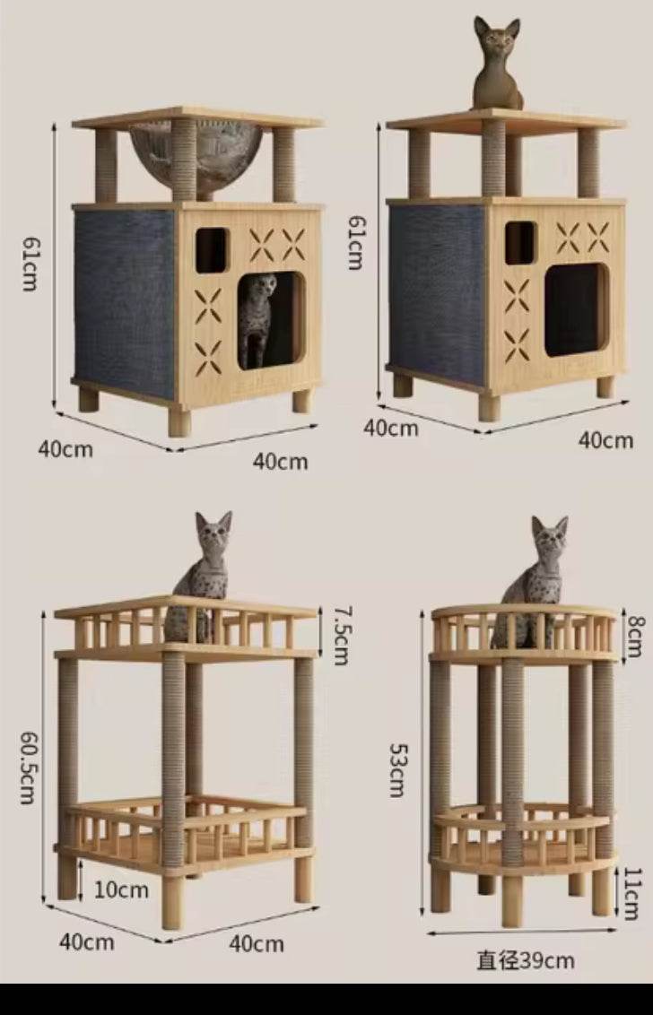 Arbre à chat design bois meuble griffoir litière rectangulaire - Mon Arbre à Chat