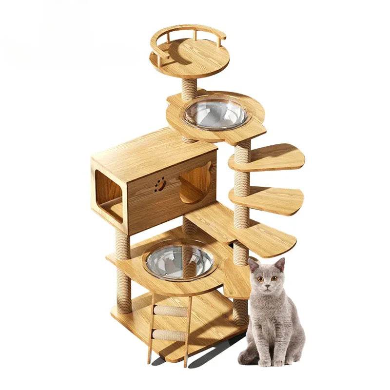 Arbre à chat cabane en bois naturel confortable - Mon Arbre à Chat