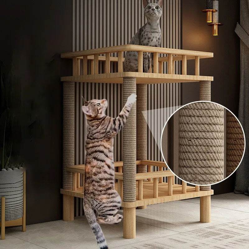 Arbre à chat design bois meuble griffoir litière rectangulaire - Mon Arbre à Chat