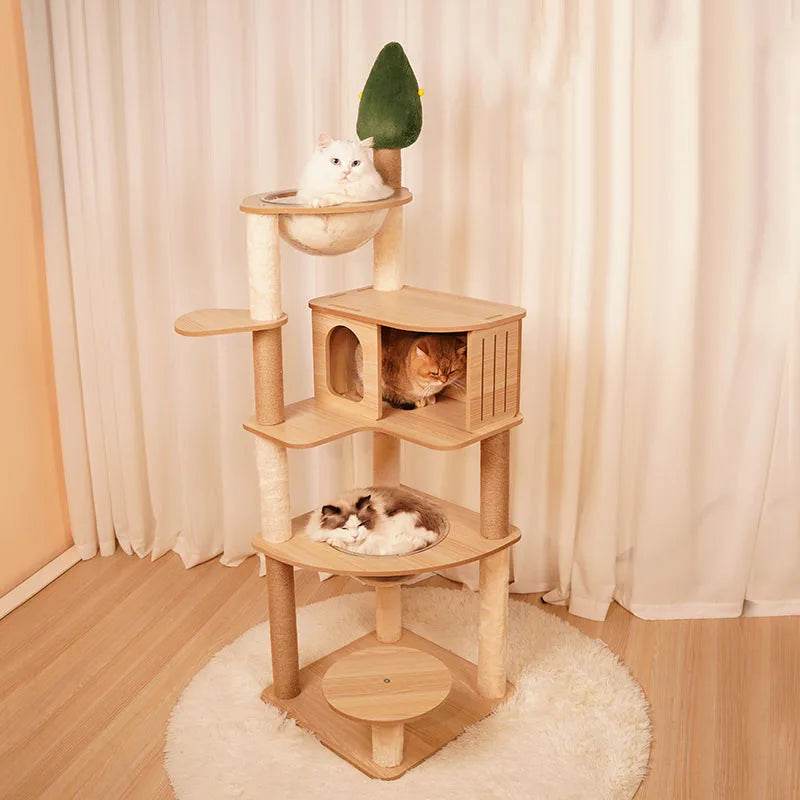 Arbre à chat design bois naturel élégant et fonctionnel - Mon Arbre à Chat