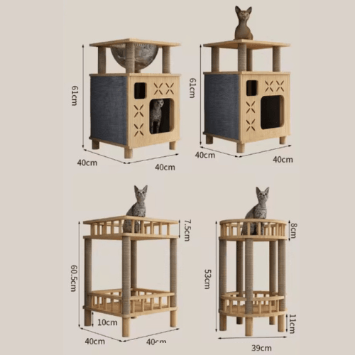 Arbre à chat design bois meuble griffoir avec litière hamac - Mon Arbre à Chat